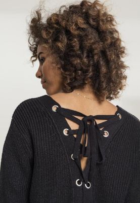 V-neck sweater with lace in the back lady