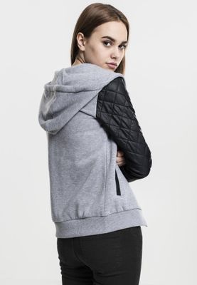 Grå Diamond zip hoodie med läderdetaljer