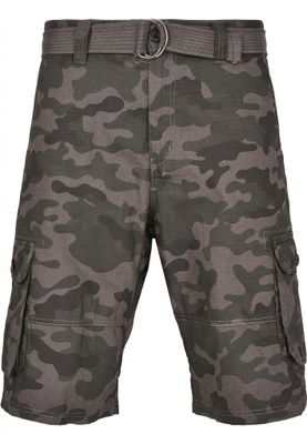 Cargo shorts with belt camouflage