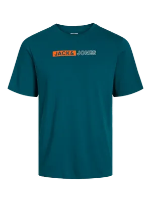 Jack & Jones Plus Size T-shirt med logotryck – Blågrön