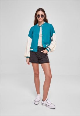 Oversized Two-Tone College Terry Jacket for Women