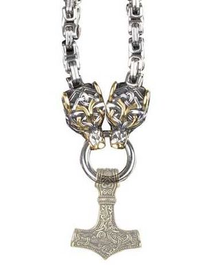 Celtic wolves necklace