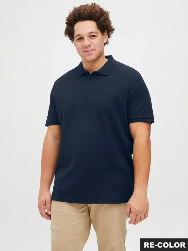 Mörkblå plus size pikétröja herr – Jack & Jones