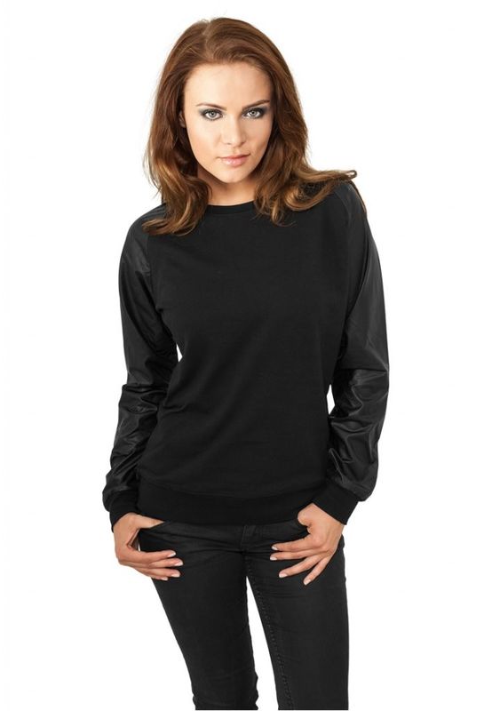 Sweatshirt Leatherimitation on arms