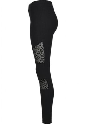 Black leggings with lace in leopard pattern