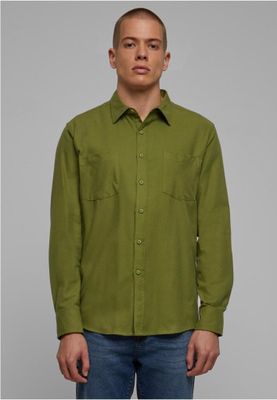 Solid -colored flannel shirt men