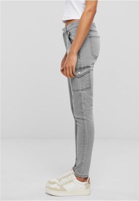 Gray cargo jeans with high waist for women