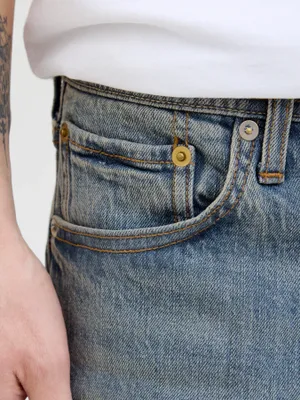Stentvättade jeans tapered fit herr - MIKE