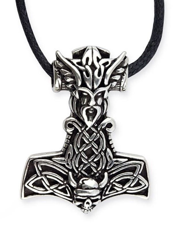 Patterned mjolnir necklace