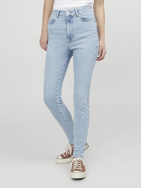 Light blue high waist skinny fit jeans for women
