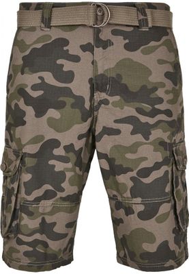 Cargo shorts with belt camouflage
