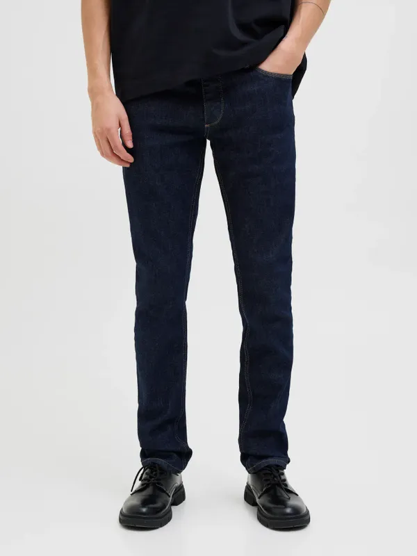 Mörkblå otvättade slim fit jeans - GLENN