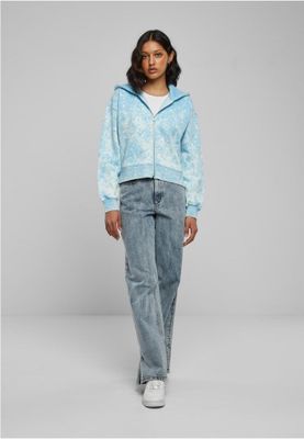 Ladies Short Oversized Towel Washed Zip Hoody