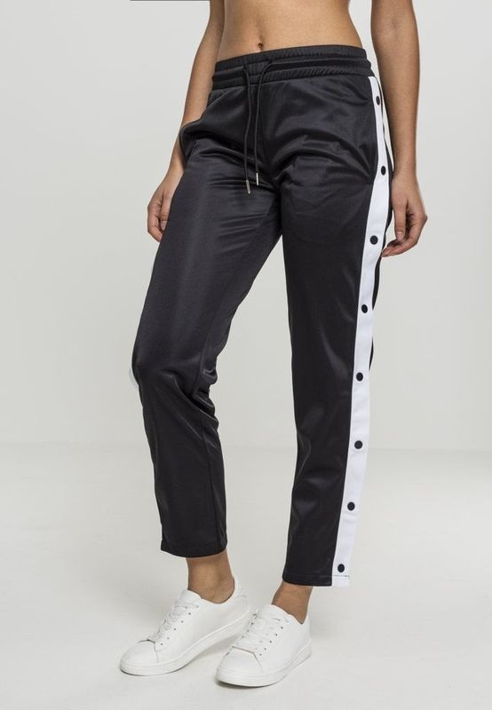 Black trousers with white stripe and buttons for women