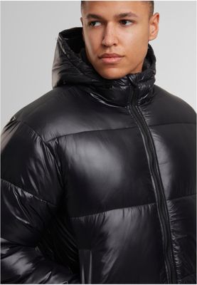 Shiny Puffer Jacket With Hood Jacka för herr – svart