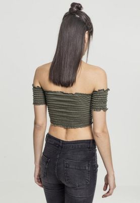 Short stretch top with bare shoulders