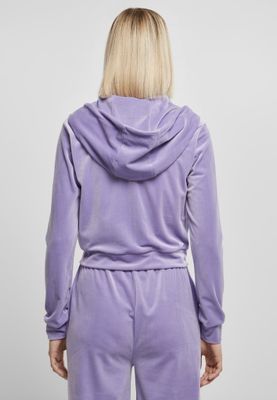Ladies Short Velvet Zip Hoody