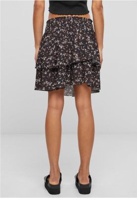 Short flounce skirt with floral pattern