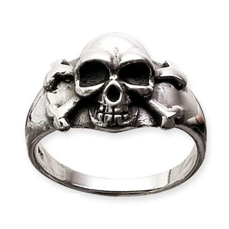 Ring piratskalle i sølv
