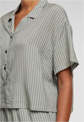 Skjorta för dam med vita ränder– paleolive/white