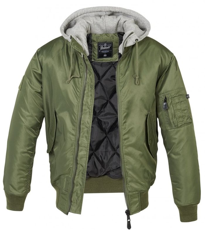 MA1 bomber jakke med hætte oliven