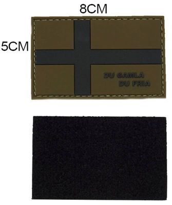 Swedish Flag "Du Gamla Du Fria" PVC Patch - Olive