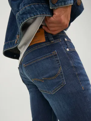 Mörkblå skinny fit jeans med stretch - LIAM
