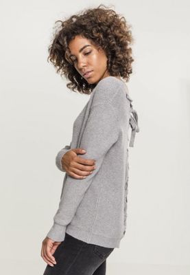 V-neck sweater with lace in the back lady