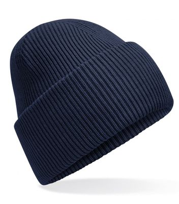 Klassisk strikbeanie med dyb skygge