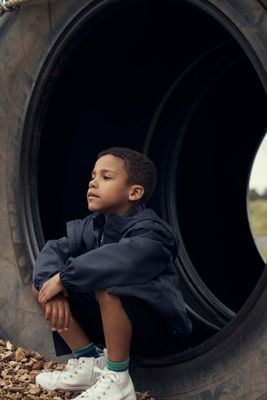 Windbreaker with fleece lining navy - Child