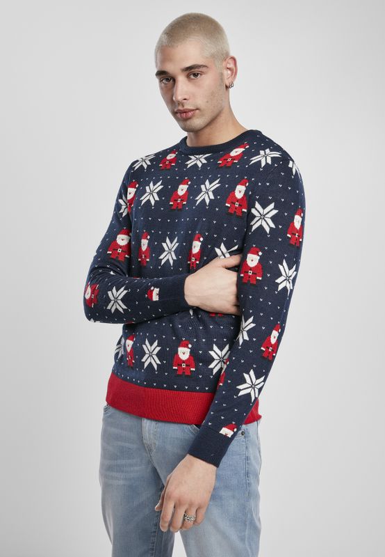 Blå finstrikket jule sweater mænd
