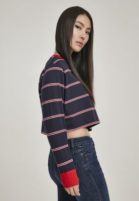 Short women's sweater with stripes