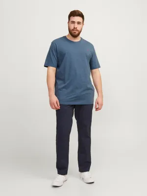 Denimblå plus size T-shirt herr med broderi – Jack & Jones