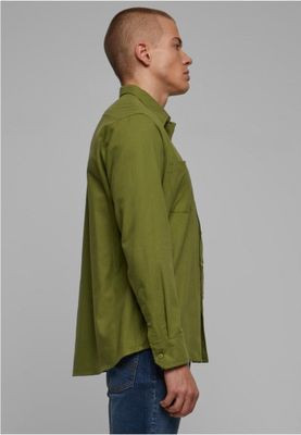 Solid -colored flannel shirt men