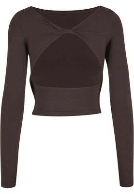 Skuren bak med öppen rygg Ladies Slim Fit Longsleeve med öppen rygg – varmbrun