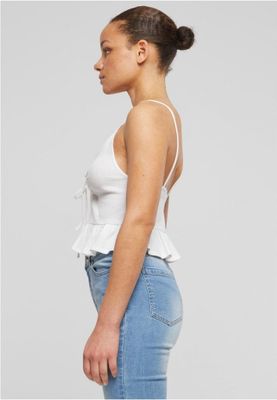 Spaghetti-strap peplum top with tie