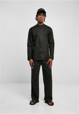 Cotton Linen Stand Up Collar Shir