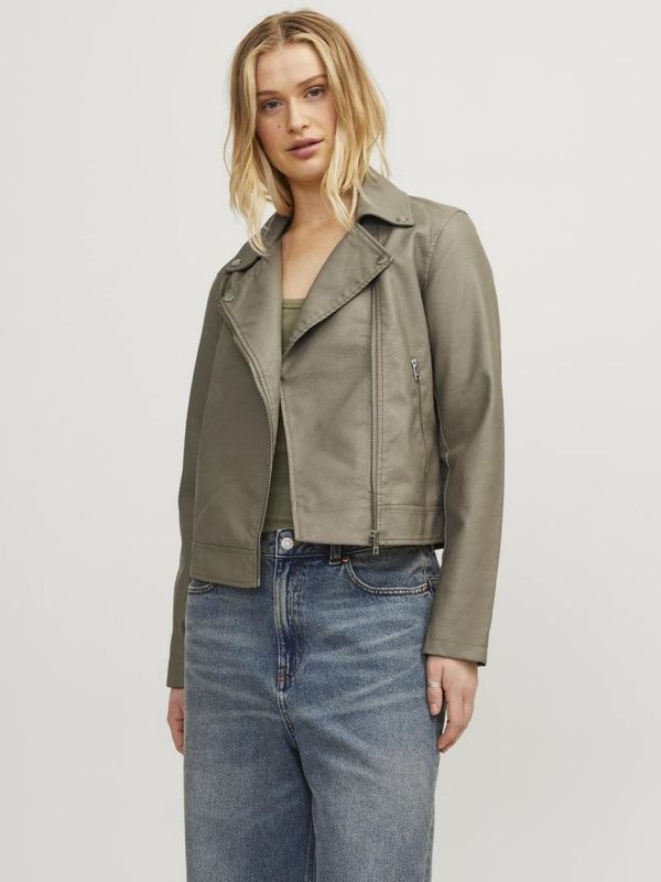 Women's Full Zip Faux Leather Biker Jacket
