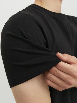 Sort længere t-shirt med rund kant