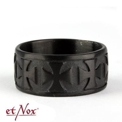 Ring Black Iron Cross i rostfritt stål