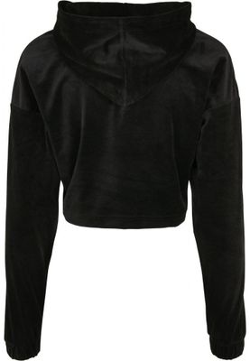 Ladies Cropped Velvet Oversized Hoody