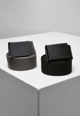 Colored Buckle Canvas Belt 2-Pack
