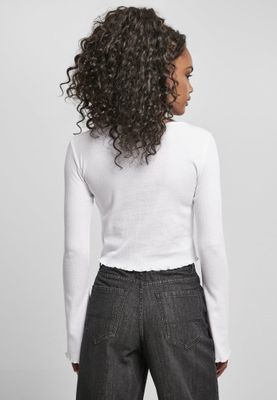 Ladies Cropped Rib Cardigan