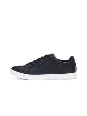 Black leather-like sneakers