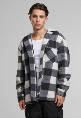 Checked jacket with hood for men