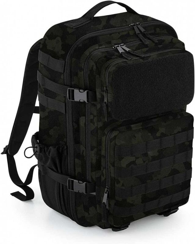 Sort camo Tactical MOLLE rygsæk med velcro