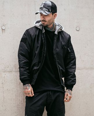 MA1 bomberjacka with hood black/grey