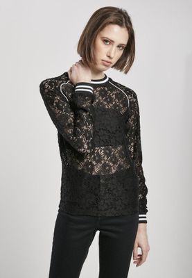 Short sweatshirt in lace fabric