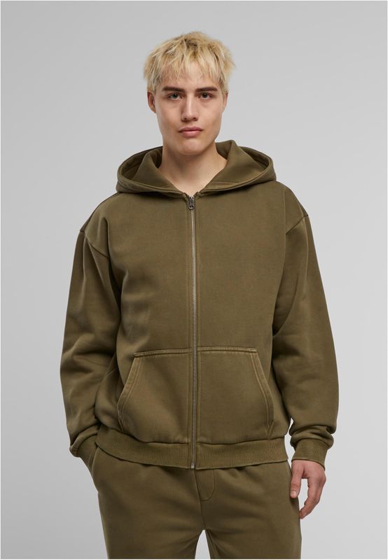 Vintage Heavy Zip Huvtröja för herr – warmkhaki