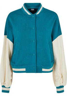 Oversized Two-Tone College Terry Jacket for Women